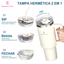 ROMANTIC CROWN Copo Térmico Inox Portátil 1200ml/1.2L Garrafa Térmica Inoxidável com Tampa e Canudo