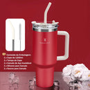 ROMANTIC CROWN Copo Térmico Inox Portátil 1200ml/1.2L Garrafa Térmica Inoxidável com Tampa e Canudo
