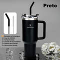 ROMANTIC CROWN Copo Térmico Inox Portátil 1200ml/1.2L Garrafa Térmica Inoxidável com Tampa e Canudo