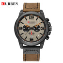 Curren relógios masculinos topo de luxo marca à prova dwaterproof água esporte relógio pulso cronógrafo quartzo militar couro genuíno relogio masculino