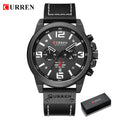 Curren relógios masculinos topo de luxo marca à prova dwaterproof água esporte relógio pulso cronógrafo quartzo militar couro genuíno relogio masculino
