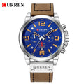 Curren relógios masculinos topo de luxo marca à prova dwaterproof água esporte relógio pulso cronógrafo quartzo militar couro genuíno relogio masculino