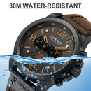 Curren relógios masculinos topo de luxo marca à prova dwaterproof água esporte relógio pulso cronógrafo quartzo militar couro genuíno relogio masculino
