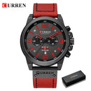 Curren relógios masculinos topo de luxo marca à prova dwaterproof água esporte relógio pulso cronógrafo quartzo militar couro genuíno relogio masculino