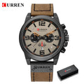 Curren relógios masculinos topo de luxo marca à prova dwaterproof água esporte relógio pulso cronógrafo quartzo militar couro genuíno relogio masculino