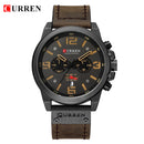 Curren relógios masculinos topo de luxo marca à prova dwaterproof água esporte relógio pulso cronógrafo quartzo militar couro genuíno relogio masculino