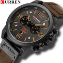 Curren relógios masculinos topo de luxo marca à prova dwaterproof água esporte relógio pulso cronógrafo quartzo militar couro genuíno relogio masculino