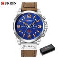 Curren relógios masculinos topo de luxo marca à prova dwaterproof água esporte relógio pulso cronógrafo quartzo militar couro genuíno relogio masculino