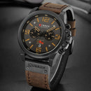 Curren relógios masculinos topo de luxo marca à prova dwaterproof água esporte relógio pulso cronógrafo quartzo militar couro genuíno relogio masculino