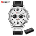 Curren relógios masculinos topo de luxo marca à prova dwaterproof água esporte relógio pulso cronógrafo quartzo militar couro genuíno relogio masculino