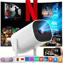 Novo projetor portátil com wifi 6 e sem fio 5.0, projetor inteligente nativo 720p com suporte 4k, tela ajustável, 180 ° Rotação, B