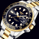 Nibosi ouro preto relógio masculino marca superior de luxo quartzo relógios à prova dwaterproof água luminosa aço inoxidável papel relógio relogio masculino